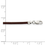 Sterling Silver 2mm Brown Leather Cord Necklace