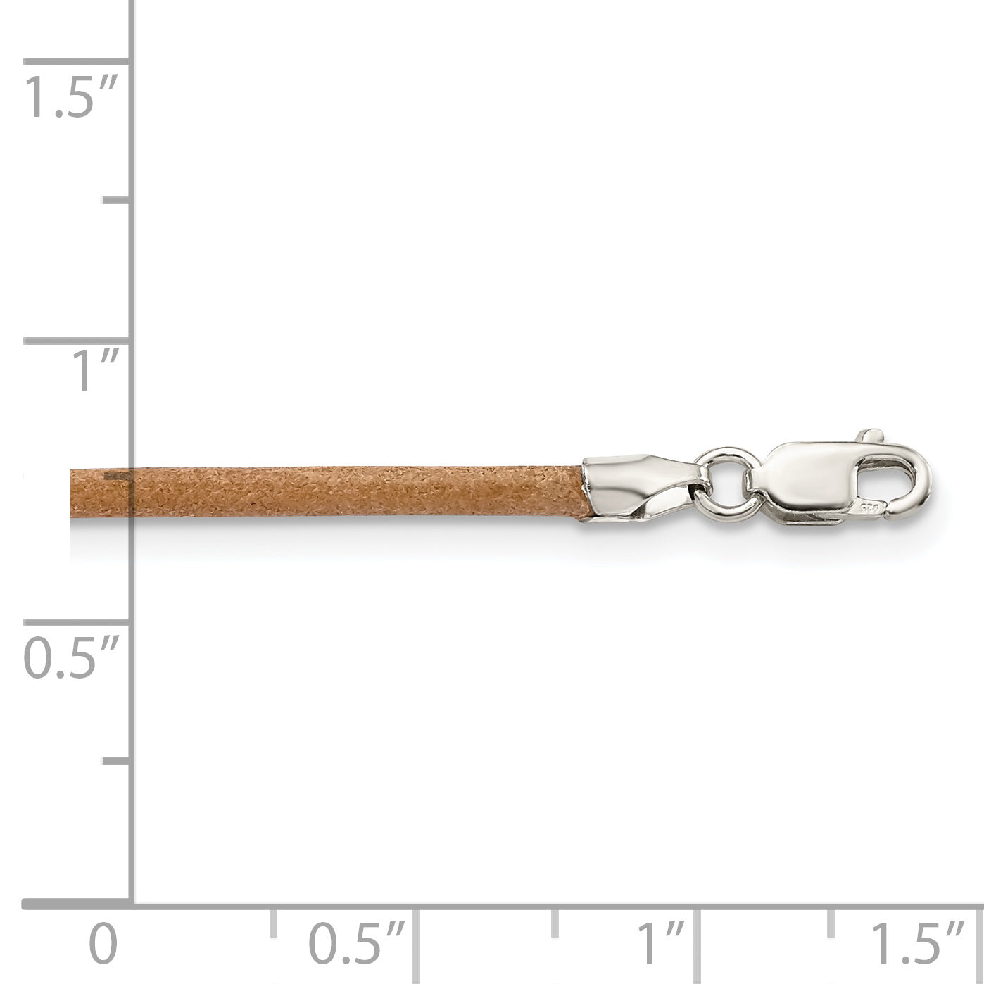 Sterling Silver 20inch 2mm Natural Leather Cord Necklace