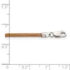 Sterling Silver 20inch 2mm Natural Leather Cord Necklace