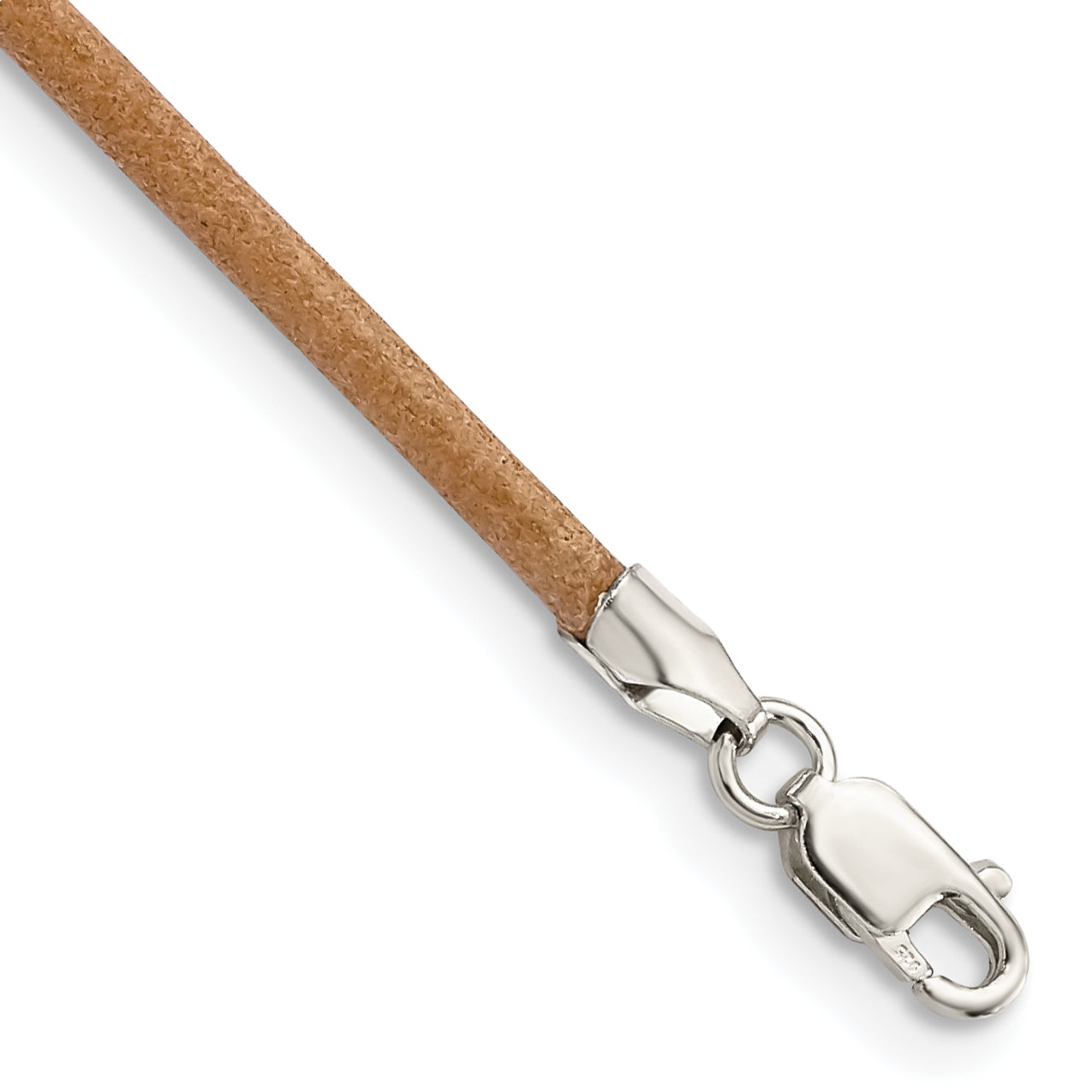 Sterling Silver 18inch 2mm Natural Leather Cord Necklace Main image