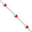 Sterling Silver Polished & Red Enamel Heart With  1in ext Children's Bracelet