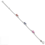 Sterling Silver Multi-color Enamel Butterfly With  1in ext. Children's Bracele