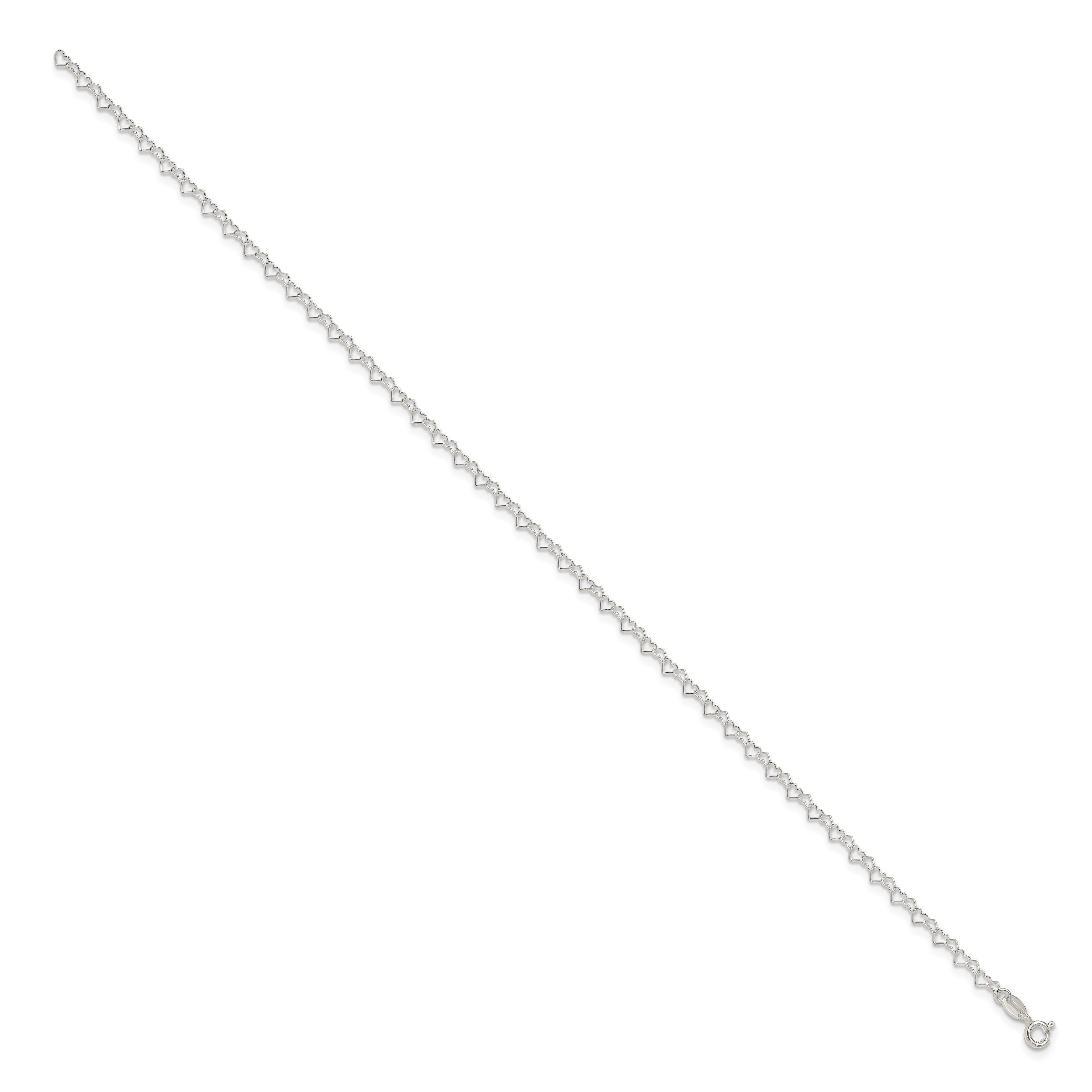 Fancy Heart Link Anklet in Sterling Silver Secondary image