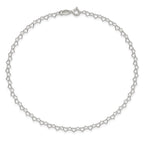 Sterling Silver 0.5mm Fancy Heart Link Anklet