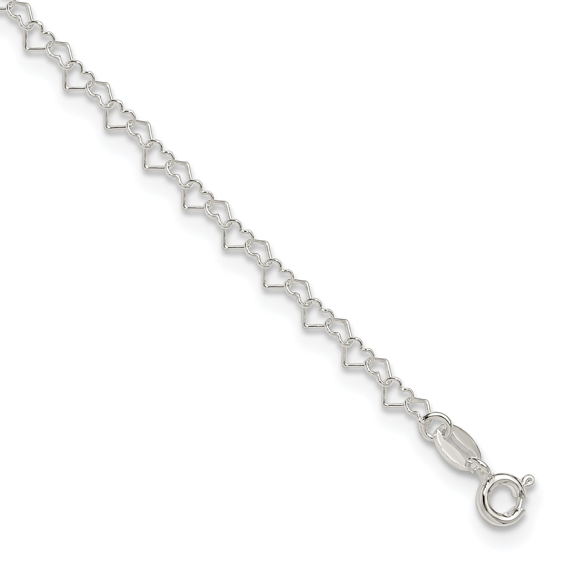 Sterling Silver Fancy Heart Link 9in. Anklet Main image