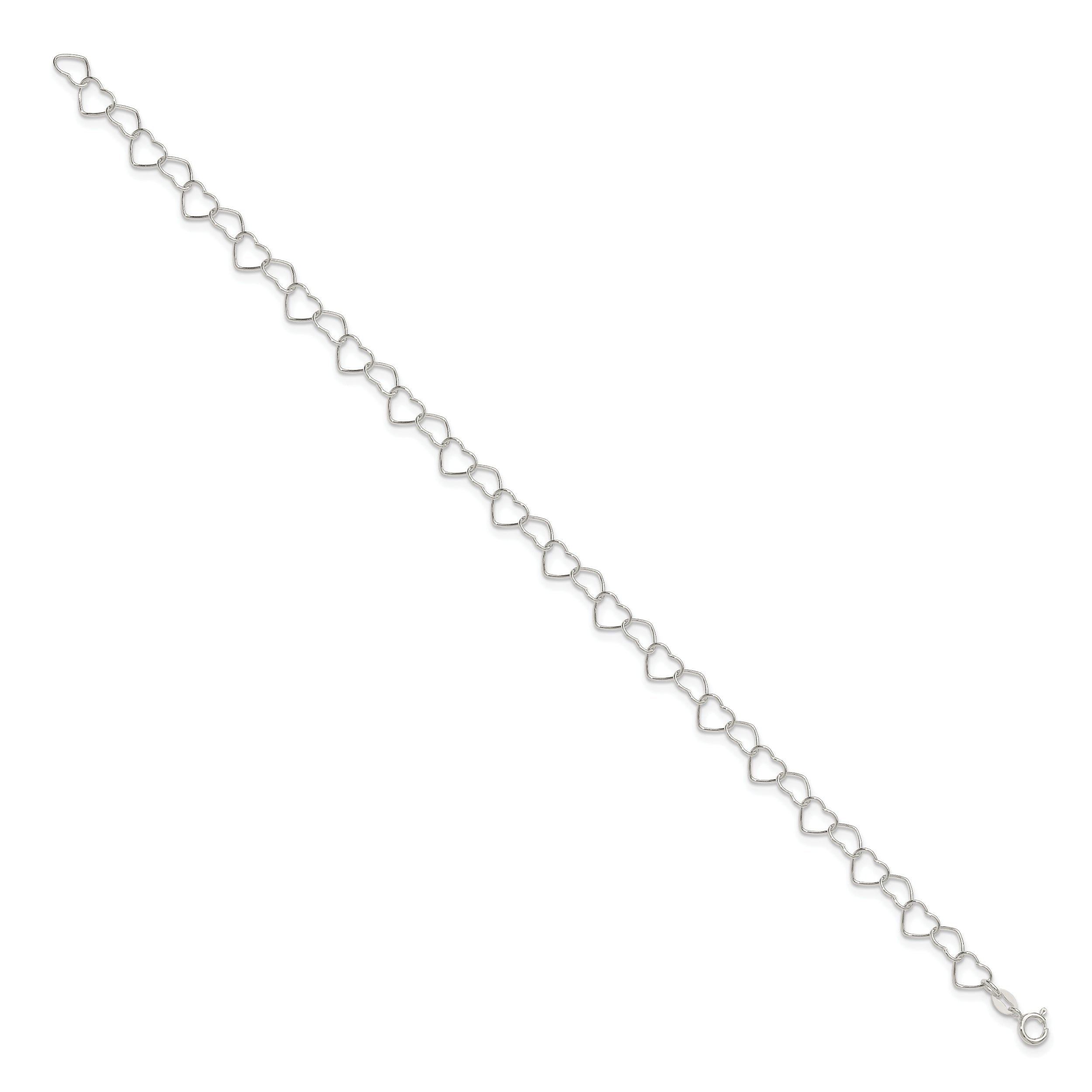 Sterling Silver 0.6mm Fancy Heart Link Anklet