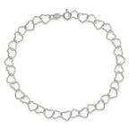 Sterling Silver 0.6mm Fancy Heart Link Anklet