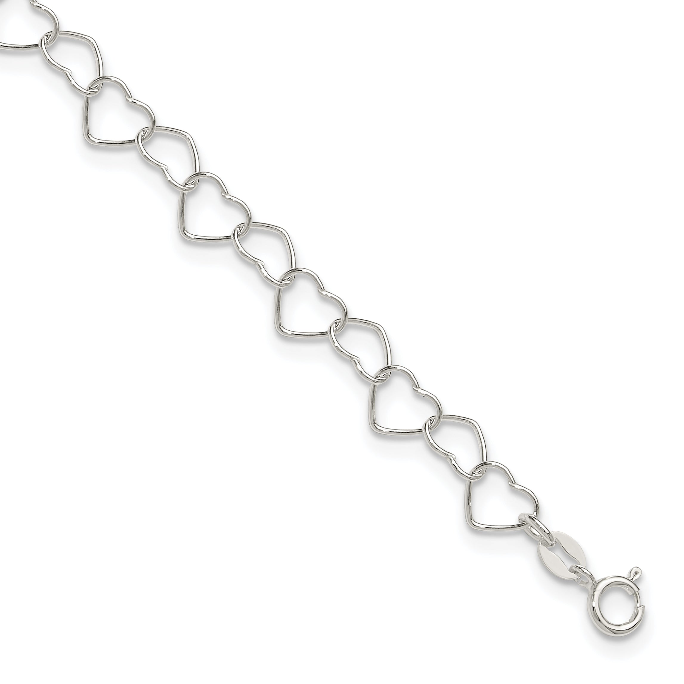 Sterling Silver Fancy Heart Link 9in. Anklet Main image
