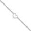 Sterling Silver Open Heart and Bead 9 inch Plus 1 inch Extender - Total 10 inch Anklet