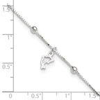 Sterling Silver Dolphin 9 inch Plus 1 inch Extender - Total 10 inch Anklet