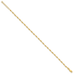 Sterling Silver Gold-tone Beaded 9in Plus 1in Extender Anklet