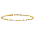 Sterling Silver Gold-tone Beaded 9in Plus 1in Extender Anklet