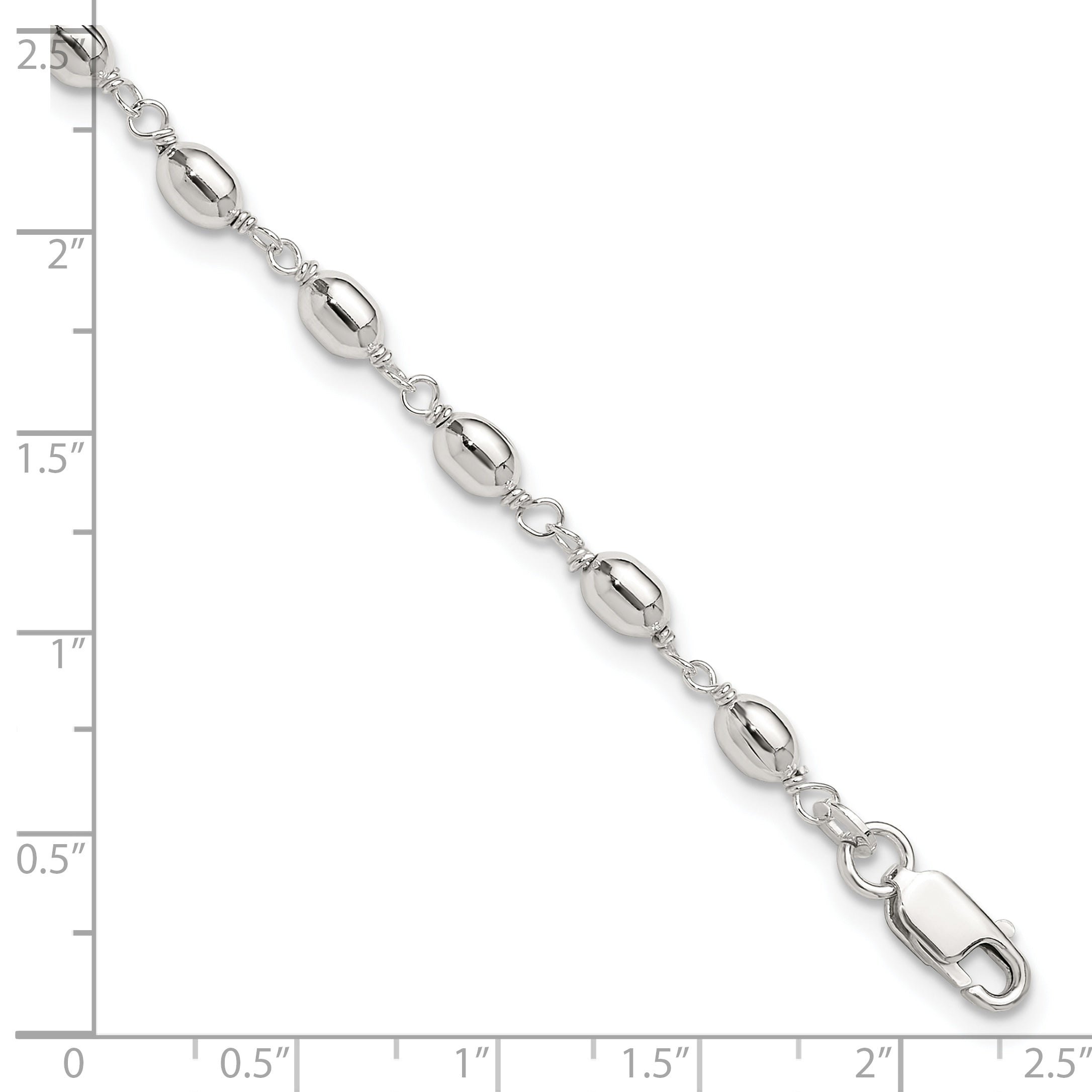Sterling Silver Fancy Bead Anklet
