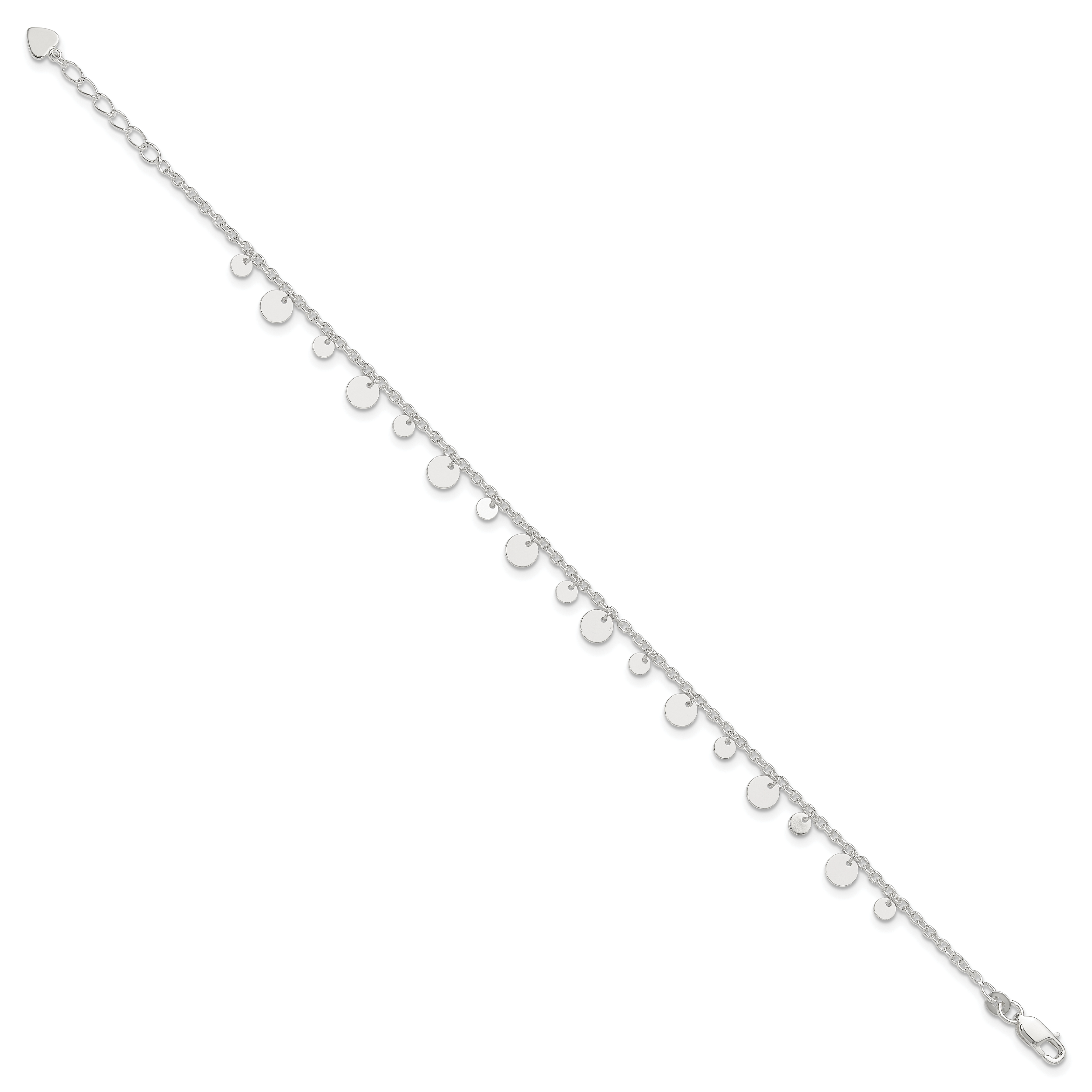 Sterling Silver Circle Disc 9 inch Plus 1 inch Extender - Total 10 inch Anklet Secondary image