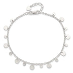 Sterling Silver Circle Disc 9 inch Plus 1 inch Extender - Total 10 inch Anklet