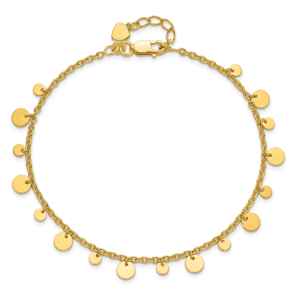 Affordable Expressions Sterling Silver Gold-tone Circle Disc Plus Extender - Total Anklet