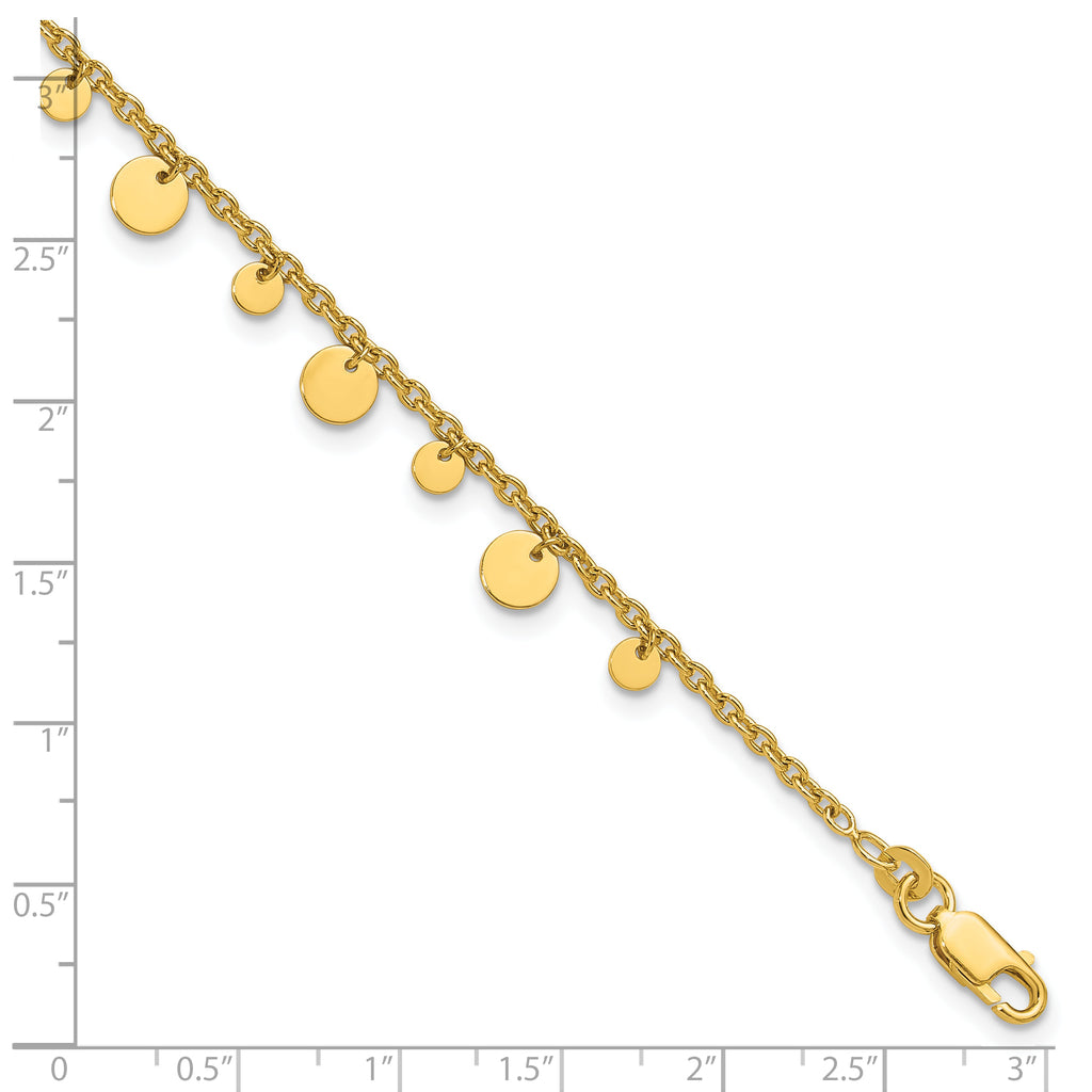Affordable Expressions Sterling Silver Gold-tone Circle Disc Plus Extender - Total Anklet