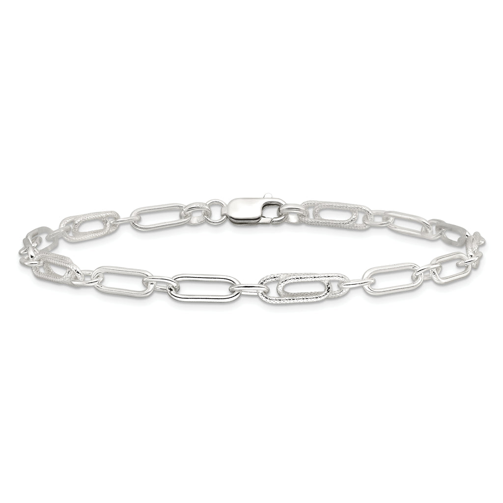 Sterling Silver Fancy Link Anklet