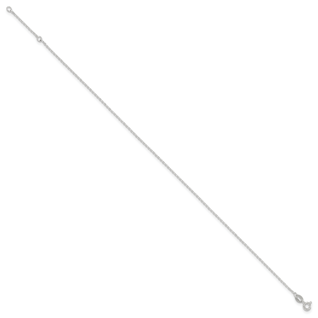 Sterling Silver 1mm Cable Chain 10 inch Plus 1 inch Extender - Total 11 inch Anklet