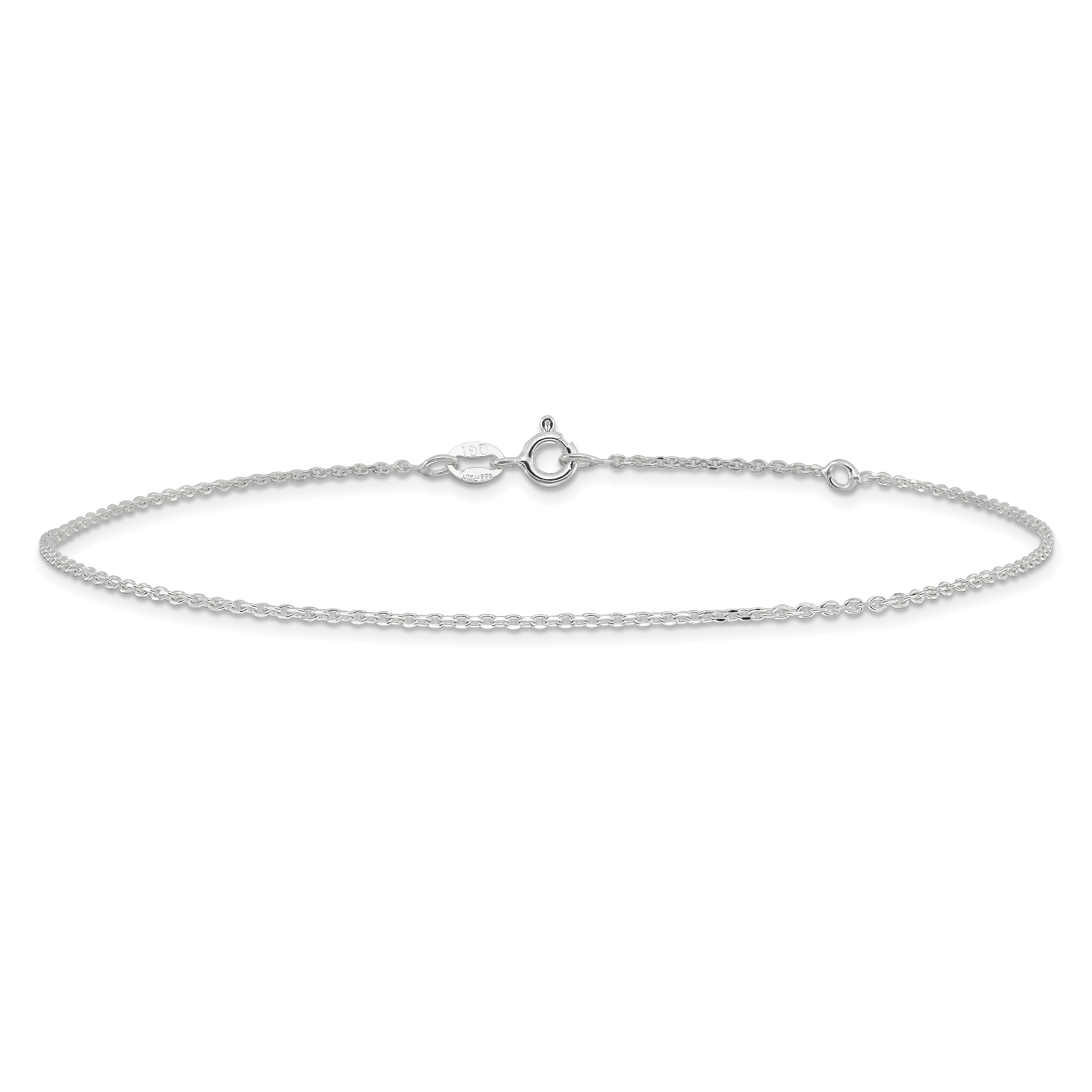 Sterling Silver 1mm Cable Chain 10 inch Plus 1 inch Extender - Total 11 inch Anklet