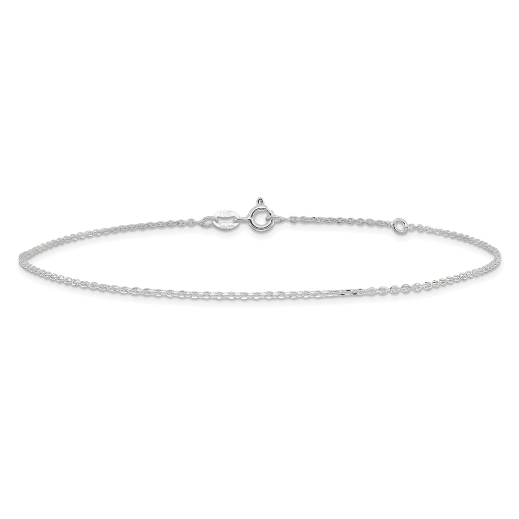 Sterling Silver 1mm Cable Chain 10 inch Plus 1 inch Extender - Total 11 inch Anklet