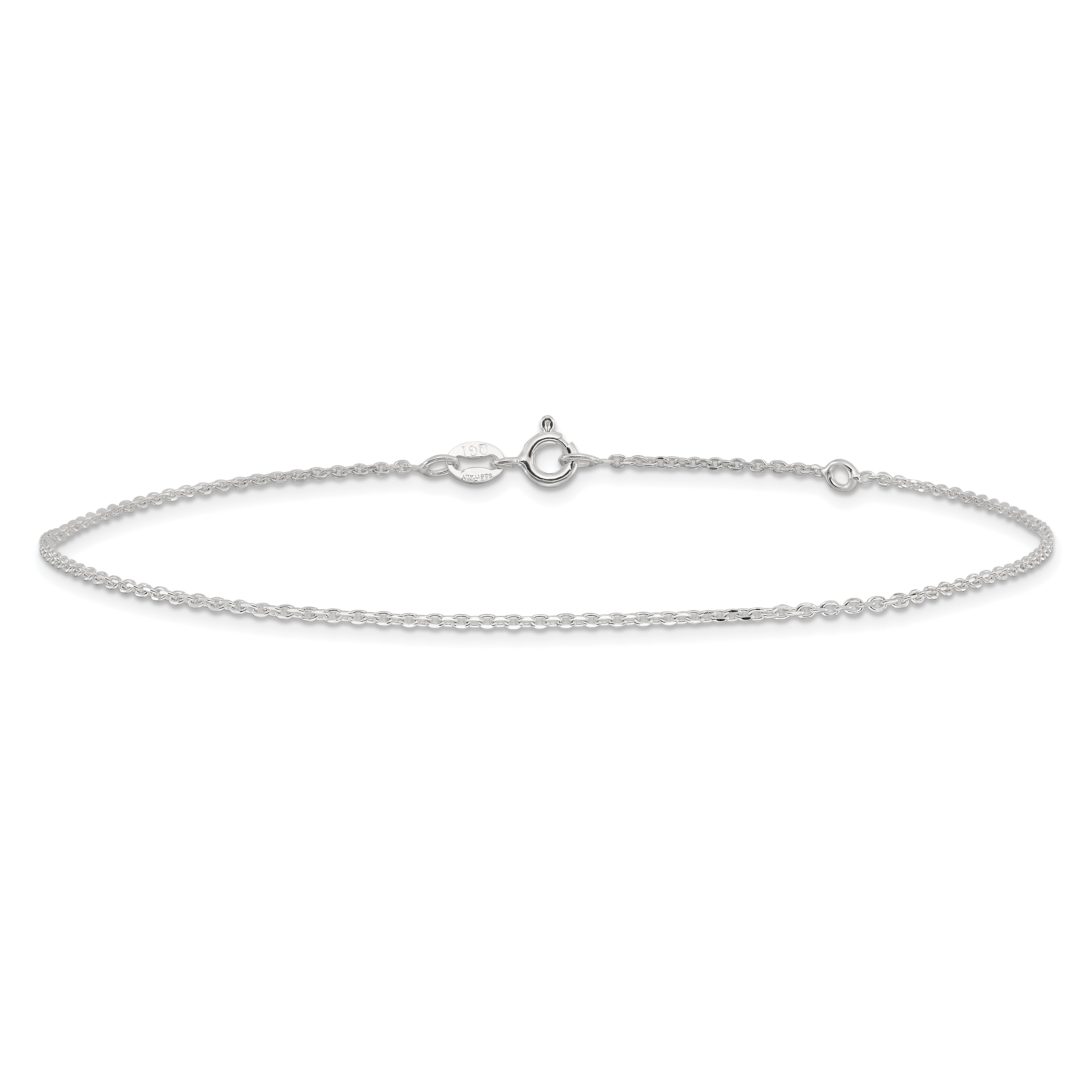 Sterling Silver 1mm Cable Chain 10 inch Plus 1 inch Extender - Total 11 inch Anklet