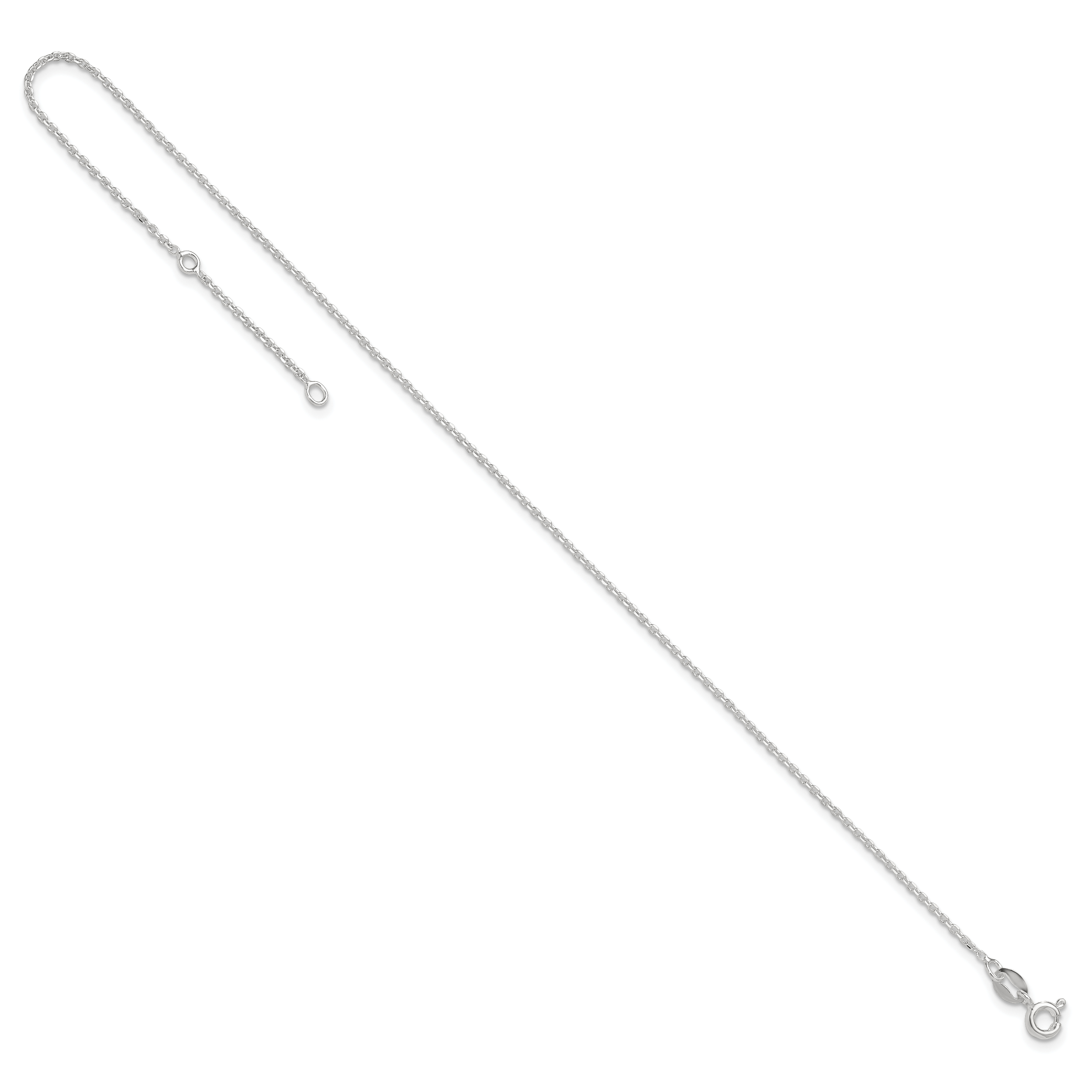 Sterling Silver 1mm Cable Chain 9 inch Plus 1 inch Extender - Total 10 inch Anklet