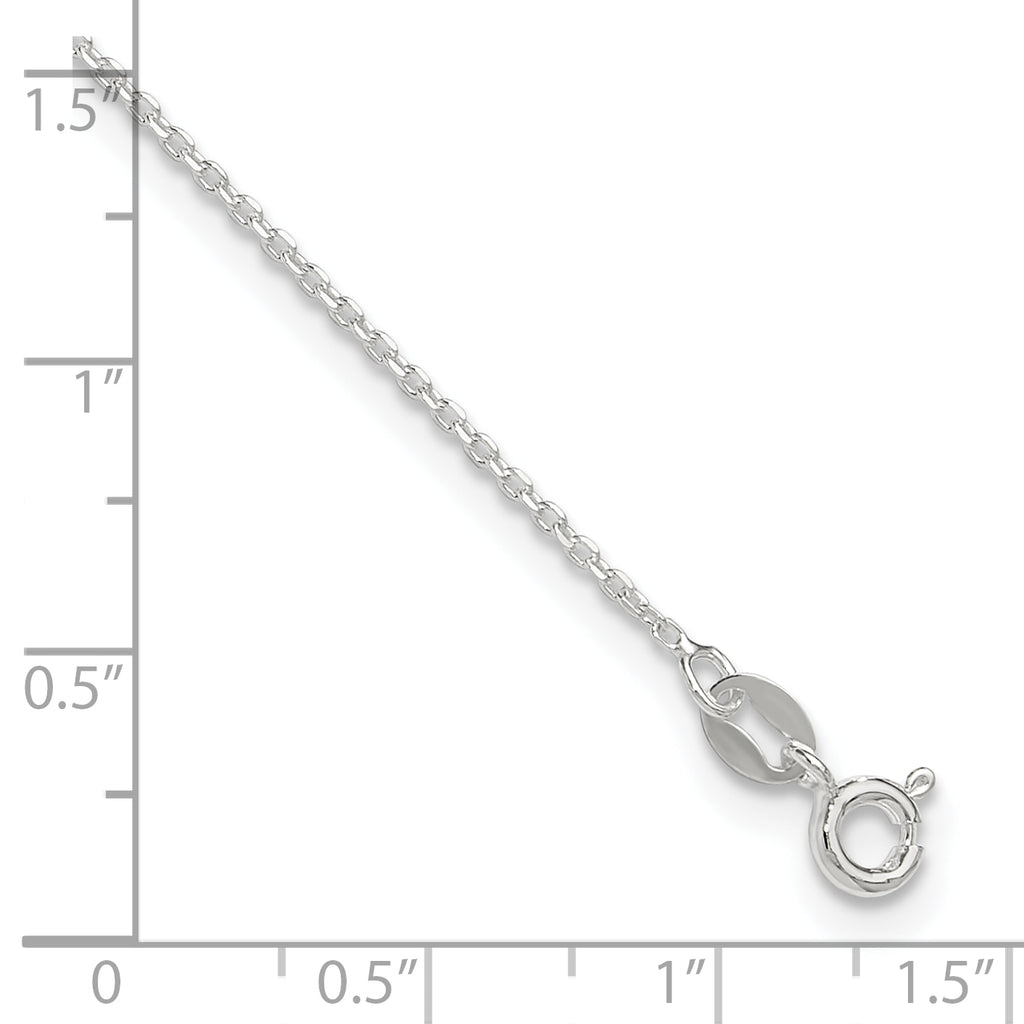 Sterling Silver 1mm Cable Chain 9 inch Plus 1 inch Extender - Total 10 inch Anklet