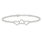 Sterling Silver Interlocking Hearts 8 inch Plus 1 inch Extender - Total 9 inch Anklet