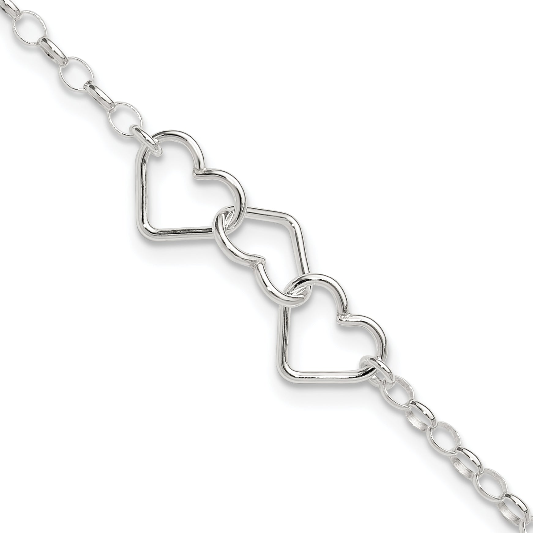 Sterling Silver Interlocking Hearts 8 inch Plus 1 inch Extender - Total 9 inch Anklet Main image