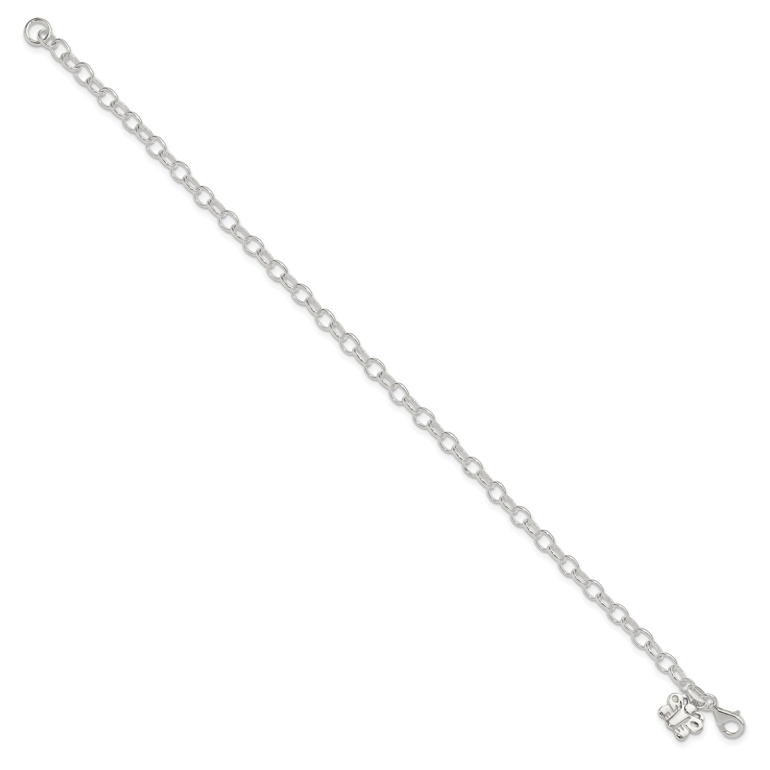 Sterling Silver Small Oval Rolo Link with Butterfly Anklet Secondary image