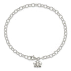 Sterling Silver Small Oval Rolo Link with Butterfly Anklet