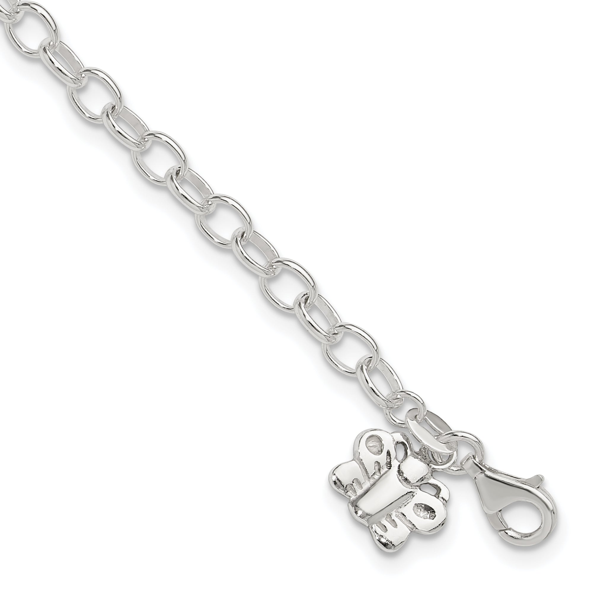 Sterling Silver Small Oval Rolo Link with Butterfly Anklet Main image