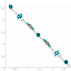 Sterling Silver Antiqued Turquoise Beaded Anklet