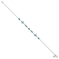 Sterling Silver Antiqued Turquoise Beaded Anklet