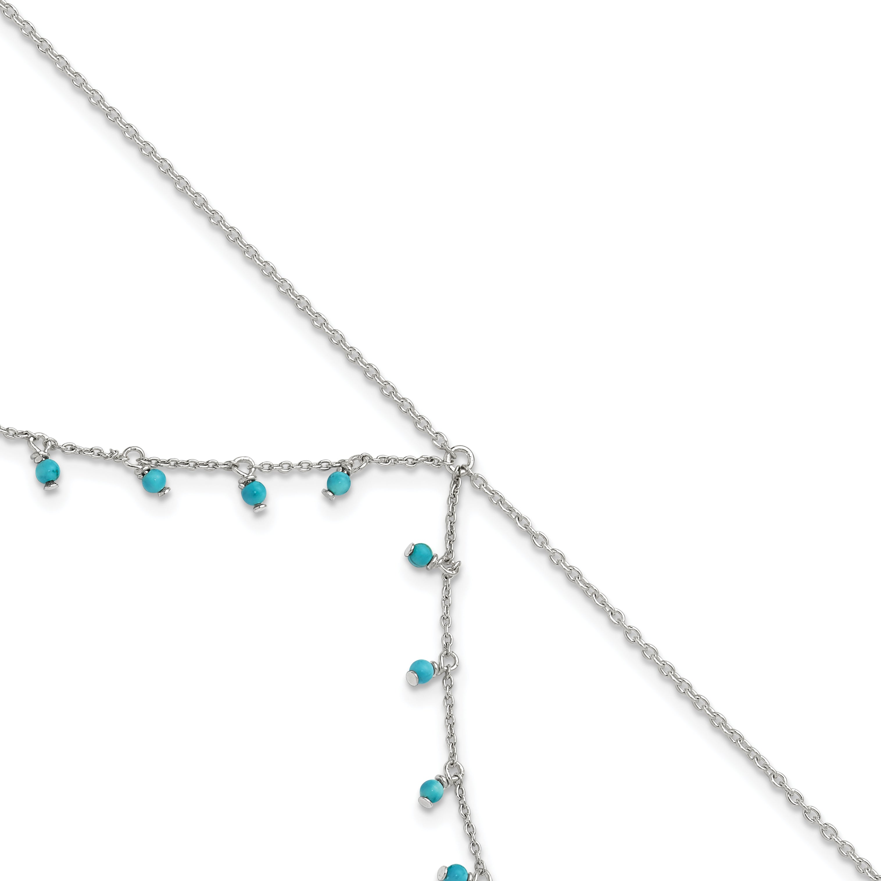 Sterling Silver Turquoise Beads Double Chain Anklet Main image
