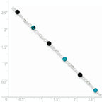 Sterling Silver Onyx/Turquoise Beads Anklet