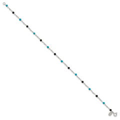 Sterling Silver Onyx/Turquoise Beads Anklet