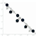 Sterling Silver 9 inch Shadow Crystal & Lapis Anklet