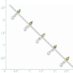 Sterling Silver Peridot Beads Anklet