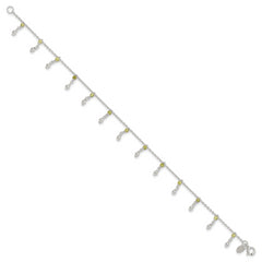 Sterling Silver Peridot Beads Anklet