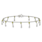 Sterling Silver Peridot Beads Anklet