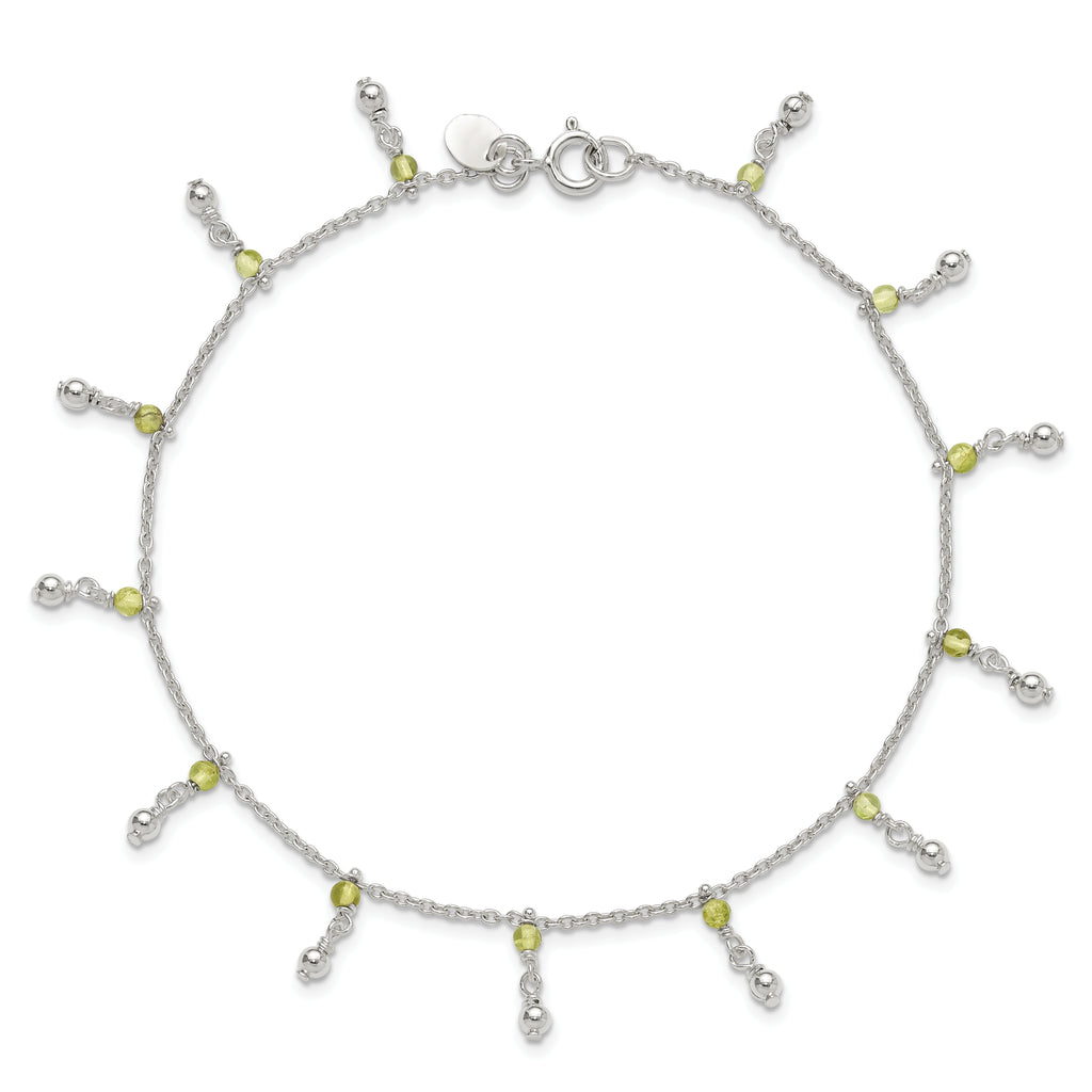 Sterling Silver Peridot Beads Anklet