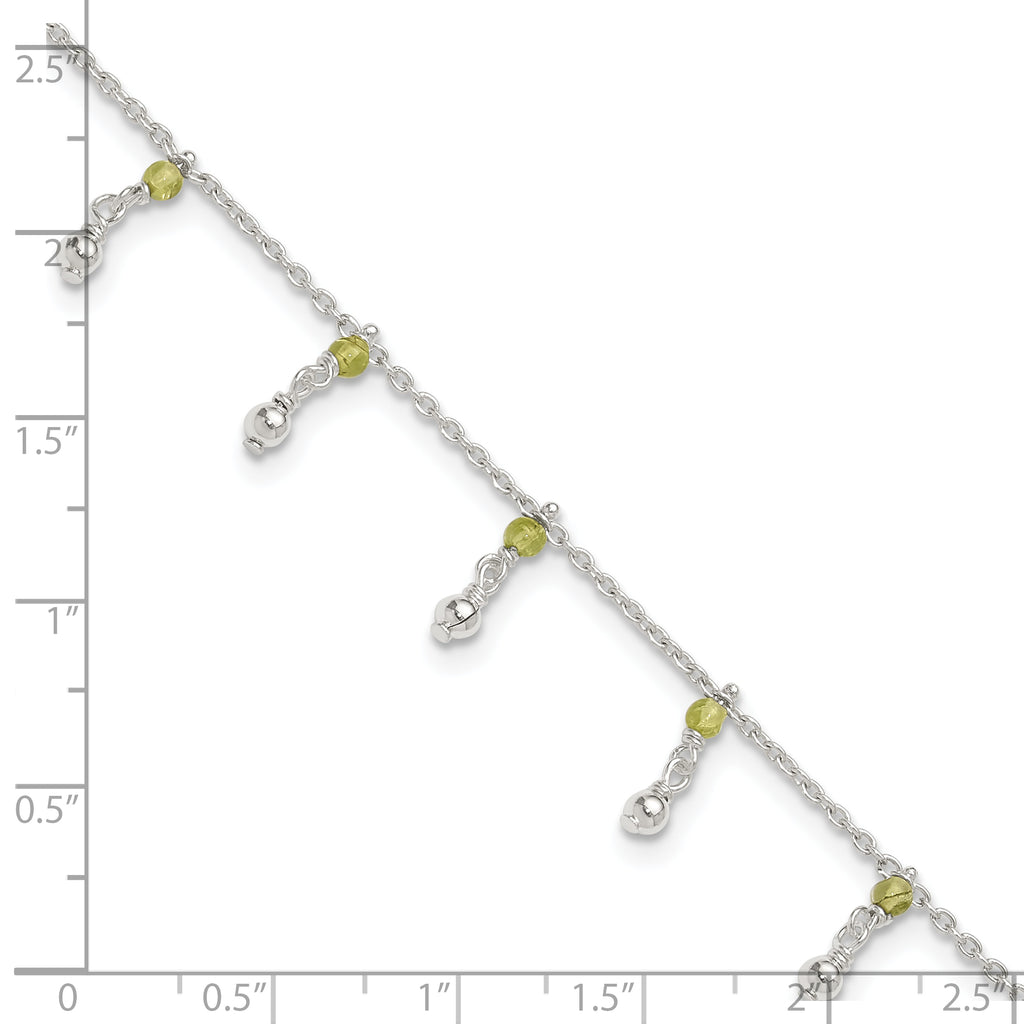 Sterling Silver Peridot Beads Anklet