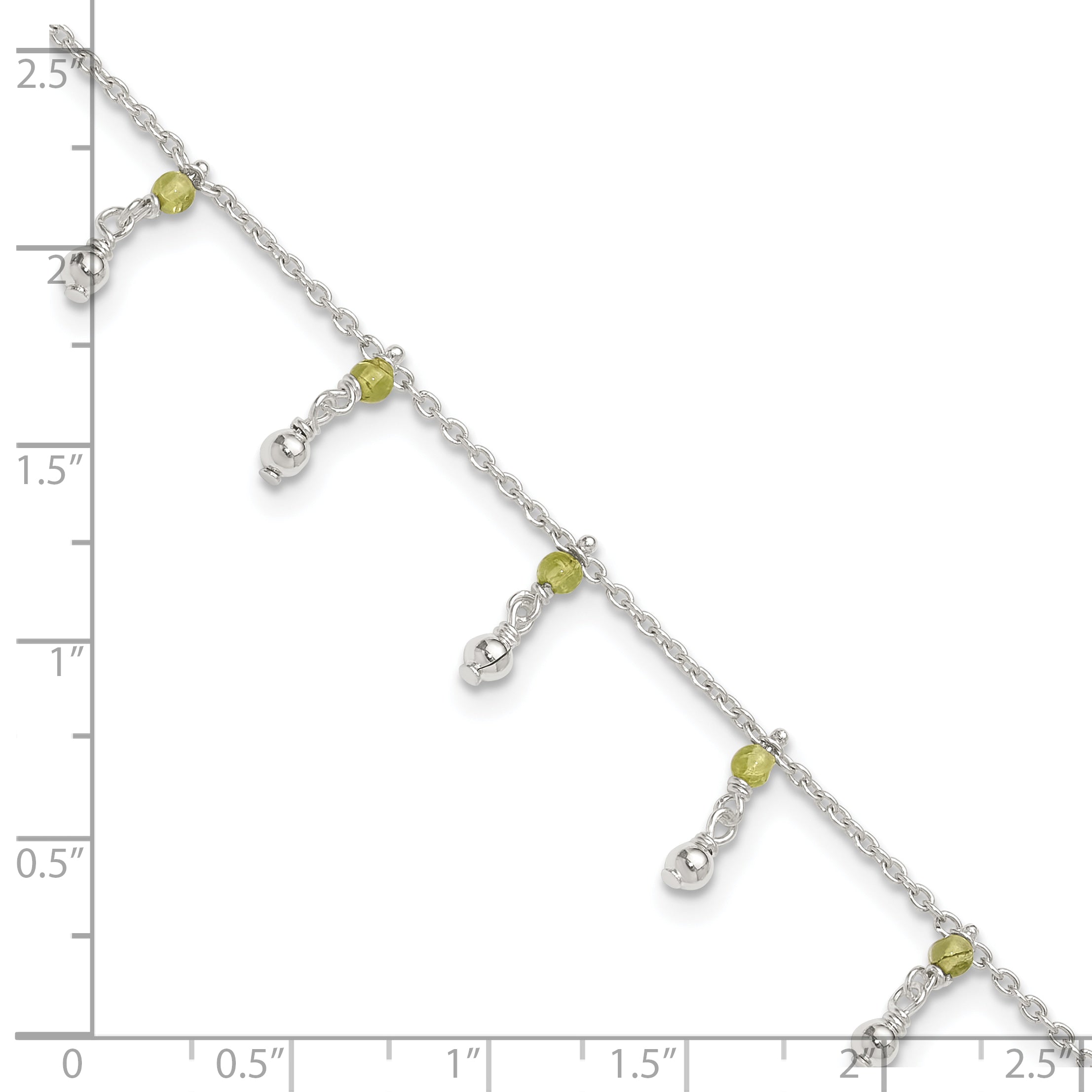 Sterling Silver Peridot Beads Anklet
