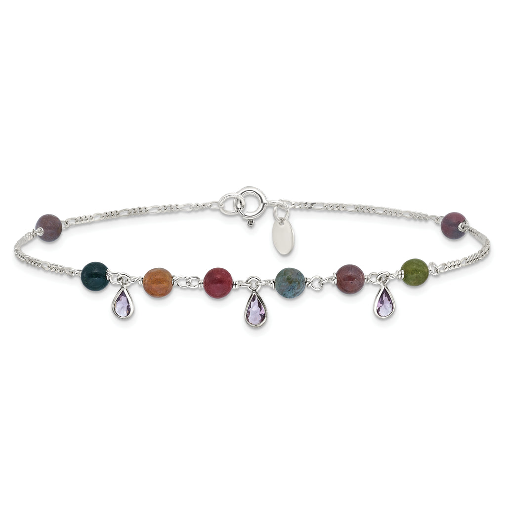 Sterling Silver Fancy Jasper Anklet Bracelet