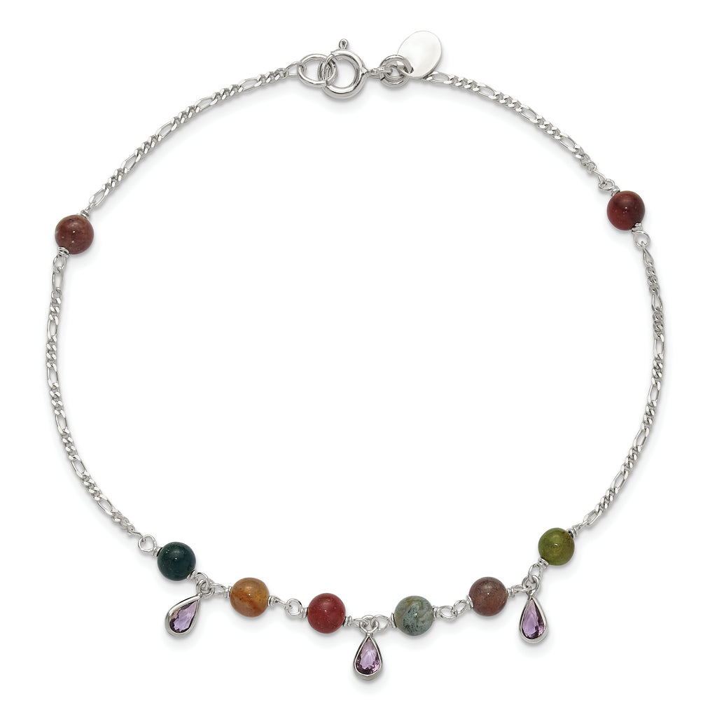 Sterling Silver Fancy Jasper Anklet Bracelet