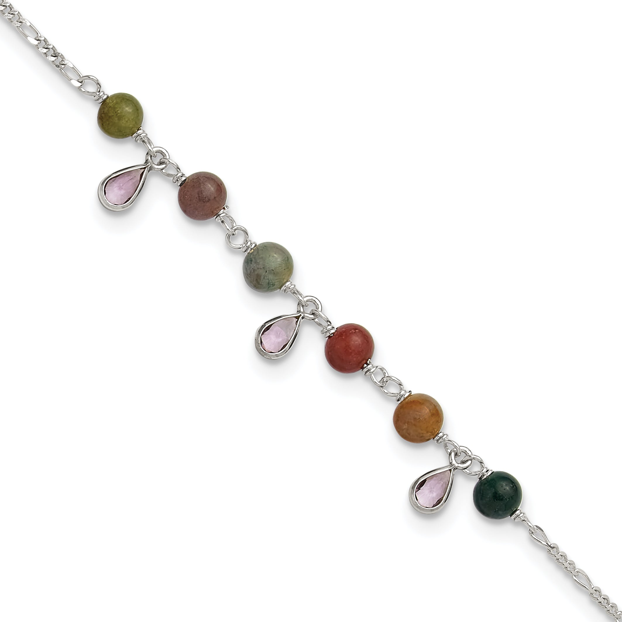 Sterling Silver Fancy Jasper Anklet Bracelet Main image