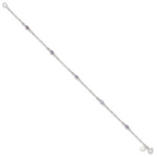 Sterling Silver Purple Glass Anklet