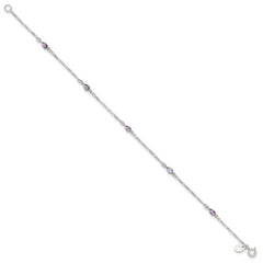 Sterling Silver Purple Glass Anklet